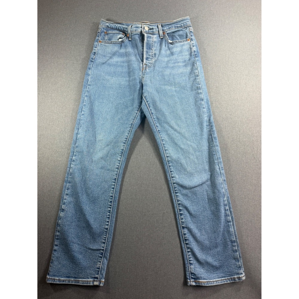 Levis Wedgie Straight Jeans Womens 30x28 Medium Wash Blue High Rise Button Fly